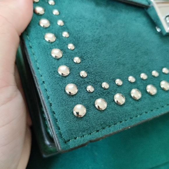 Teal Faux Suede Stud Sling Bag - Picture 11 of 16